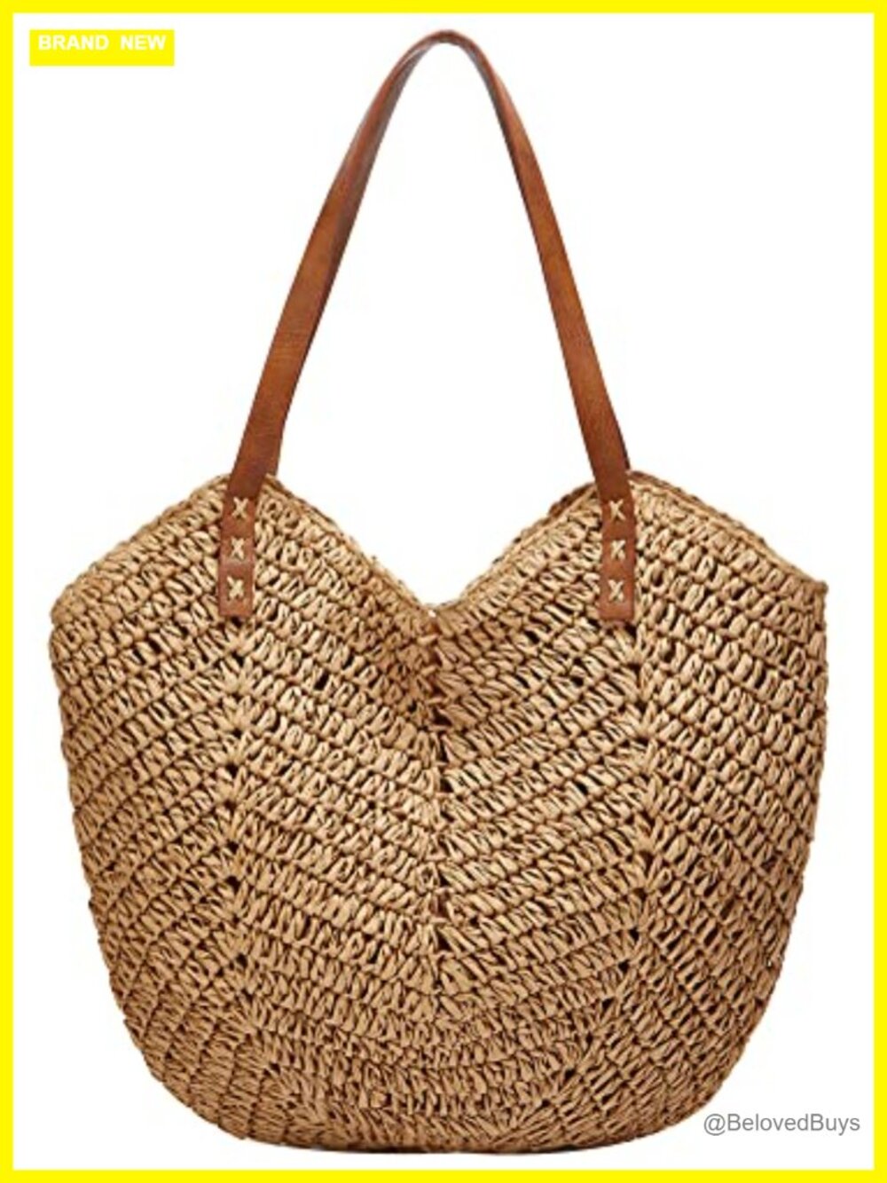Large Straw Tote Bag Woven Shoulder Handbag for Summer Beach Vacation